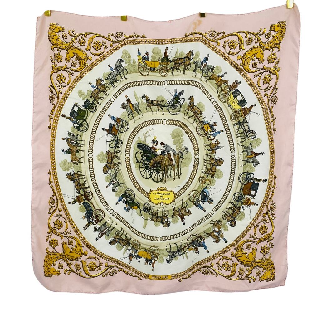 Vintage Hermès Carré 90 "La Promenade de Longchamps" Silk Scarf